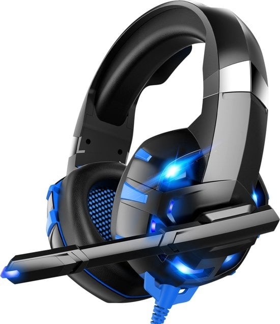 8719325619645 - Gaming Headset mit Mikrofon Blau - PC + PS4 + PS5 + Xbox One + Xbox Serie