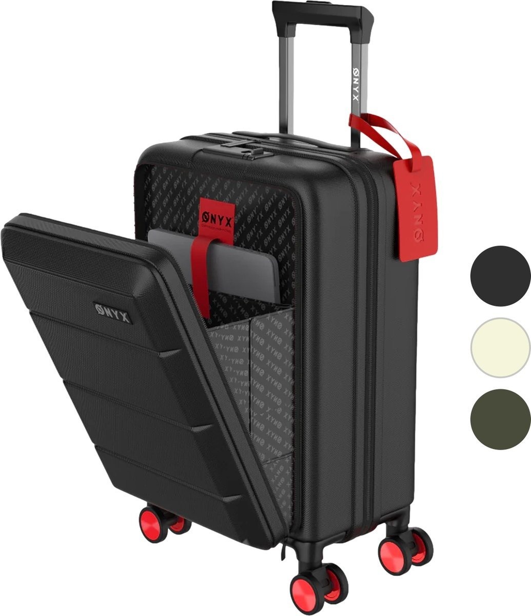 8719325661927 - - Handgepäck Koffer 35 L - Spinner-Räder - Leichter Trolley - Doppeltes TSA-Schloss - Praktische Vordertasche - 55 cm - Schwarz