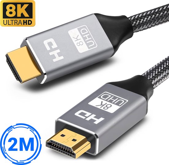 8719325901375 - - HDMI Kabel 21 - 8K Ultra HD - 4K 120 Hz - Nylon HDMI Kabel - 2 Meter