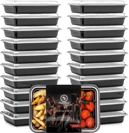 8719326340678 - Meal Prep Trays - Frischhalteschalen - Gefrierschalen - 20 Stück - 1 Abteil - 1L - BPA frei