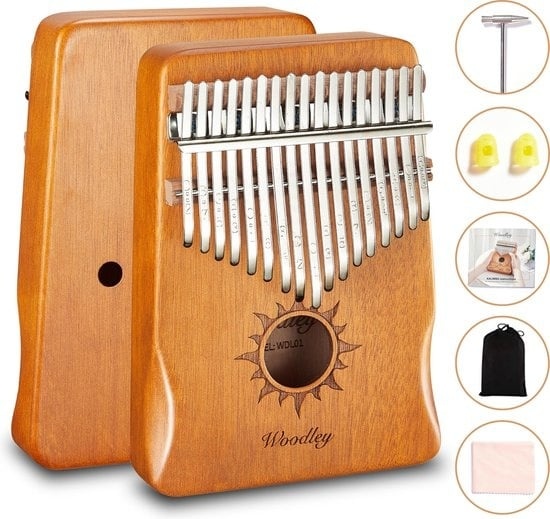 8719326689401 - Kalimba-Set - 17 Töne - Mit Notenbuch - Daumenklavier - Musikinstrument - Bambusholz - Für Kinder und Erwachsene