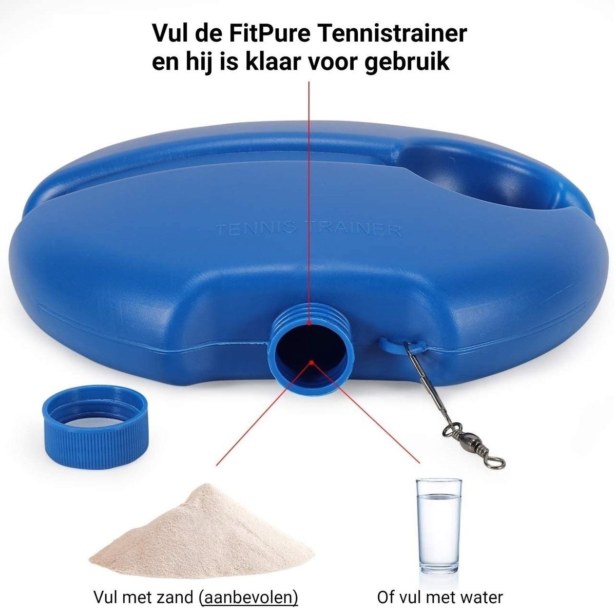 8719326808086 - Tennistrainer + KOSTENLOSER Tennisball mit Gummiband - Tennistrainer für drinnen und draußen - extra stabil - einfach zu benutzen