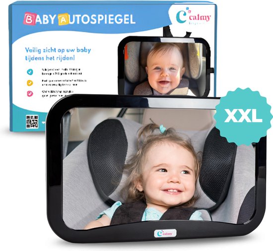 8719326966045 - Safe Baby Car Mirror XXL - 360° drehbarer Rücksitzspiegel fürs Auto | Unzerbrechlicher Autospiegel für Babys | Einfache Befestigung | Inklusive Zubehör | 19x30 cm