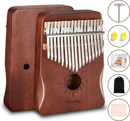 8719327195529 - Kalimba-Set - 17 Töne - Mit Notenbuch - Daumenklavier - Musikinstrument - Mahagoni - Für Kinder und Erwachsene