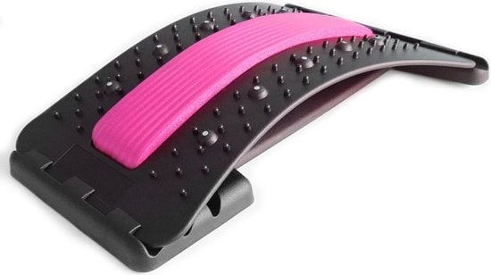 8719327197585 - Rückenstrecker-Massagegerät mit weichen Massagepads - verstellbarer Rückenstrecker für optimale Entspannung - Pink