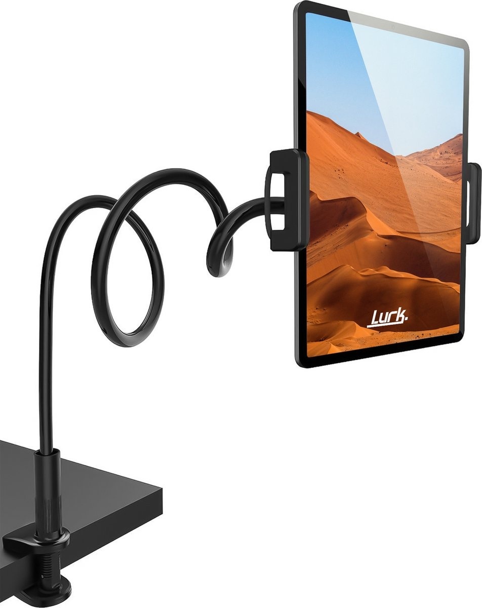 8719327228296 - LURKÂ® Tablet-Halterung flexibel und verstellbar - Telefonhalterung Ergonomisch - 100cm lang - 4 bis 129 Zoll - Universal - Schwarz