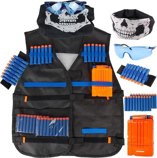 8719327259955 - Tactical Weste geeignet für Nerf - Inklusive Darts & Magazin für Pistolen