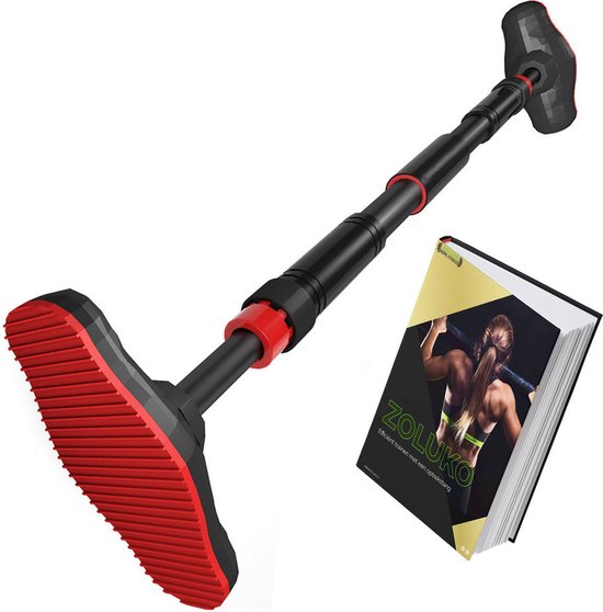 8719327346846 - Professional Klimmzugstange - 200kg Tragkraft - Inkl E-Book - Einfache Befestigung - Klimmzugstange Fitness - Klimmzugstation für den Heimsport - Klimmzugstange - Schwarz Rot