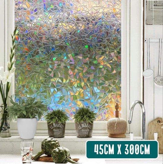 8719327403662 - Fensterfolie HR++ 45x300cm - Solar & Isolierend - Statisch - Regenbogen Scherben