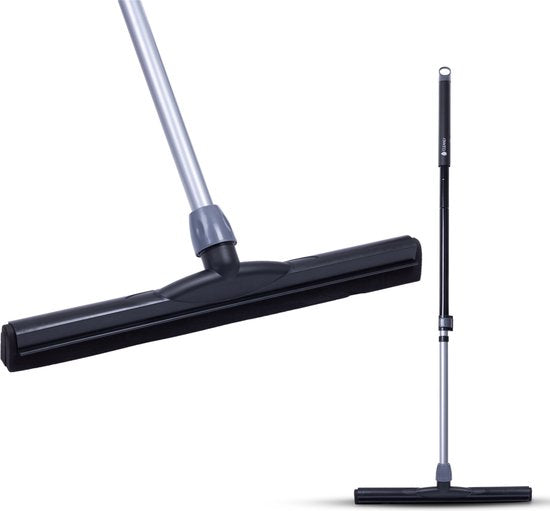 8719327417058 - Bodenwischer mit Griff Teleskop 114-142 cm - Badezimmer-Bodenwischer - Wasserwischer - Duschwischer - Doppeltes EVA Schaumstoff - Breite 435 cm - Schwarz Grau