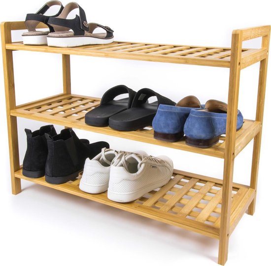 8719327446164 - Budu Schuhregal (3 Ebenen) - Schuhregal Bambus - Schuhschrank Holz - Schuh-Organisator