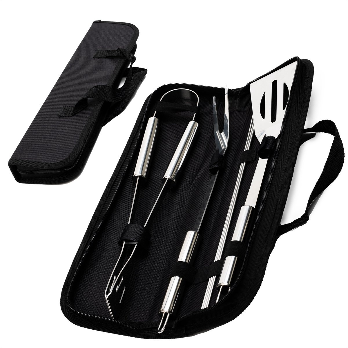 8719327490624 - CuisiNoonÂ® BBQ-Zubehör-Set - Inkl Aufbewahrungshülle - BBQ-Set mit Grillzange Gabel Spatel und Spieße