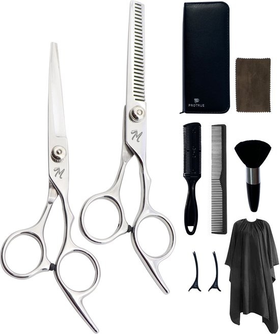 8719327516317 - Komplettes Friseurset - 10-teilig - Friseurschere rechtshändig - Ausdünnungsschere Friseur - Haarschere - Coupe Schere - Haarscheren Set