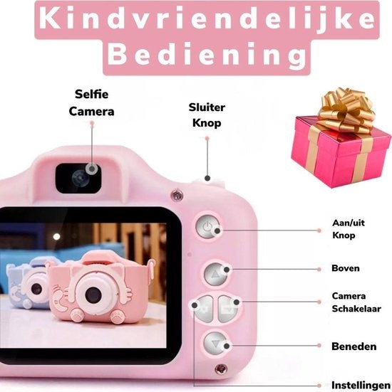 8719327574287 - Digitale Spielzeug-Kinderkamera Pink HD 1080P 32gb mit Foto- und Videofunktion - Kinderkamera - Vlog und Selfie Kamera - Spielzeugkamera