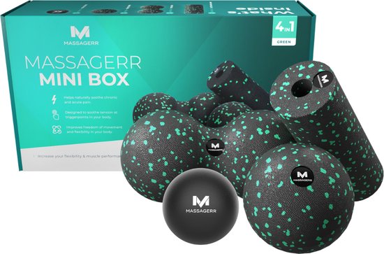 8719327617687 - Massagerr® Mini Box - Massage Ball Duo Massage Ball & Mini Foam Roller - Massage Roller - Faszien - Fitness - Trigger Punkt Massage Set - Inkl