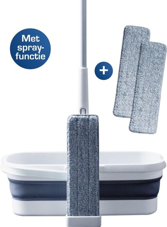 8719327729618 - Techweise 4-in-1 Bodenwischsystem mit Sprühfunktion und klappbarem Eimer - Bodenwischset - Bodenwischer - Mop mit Wringer - Mop Mit Sprühfunktion und Falteimer | Geeignet für alle Hartböden