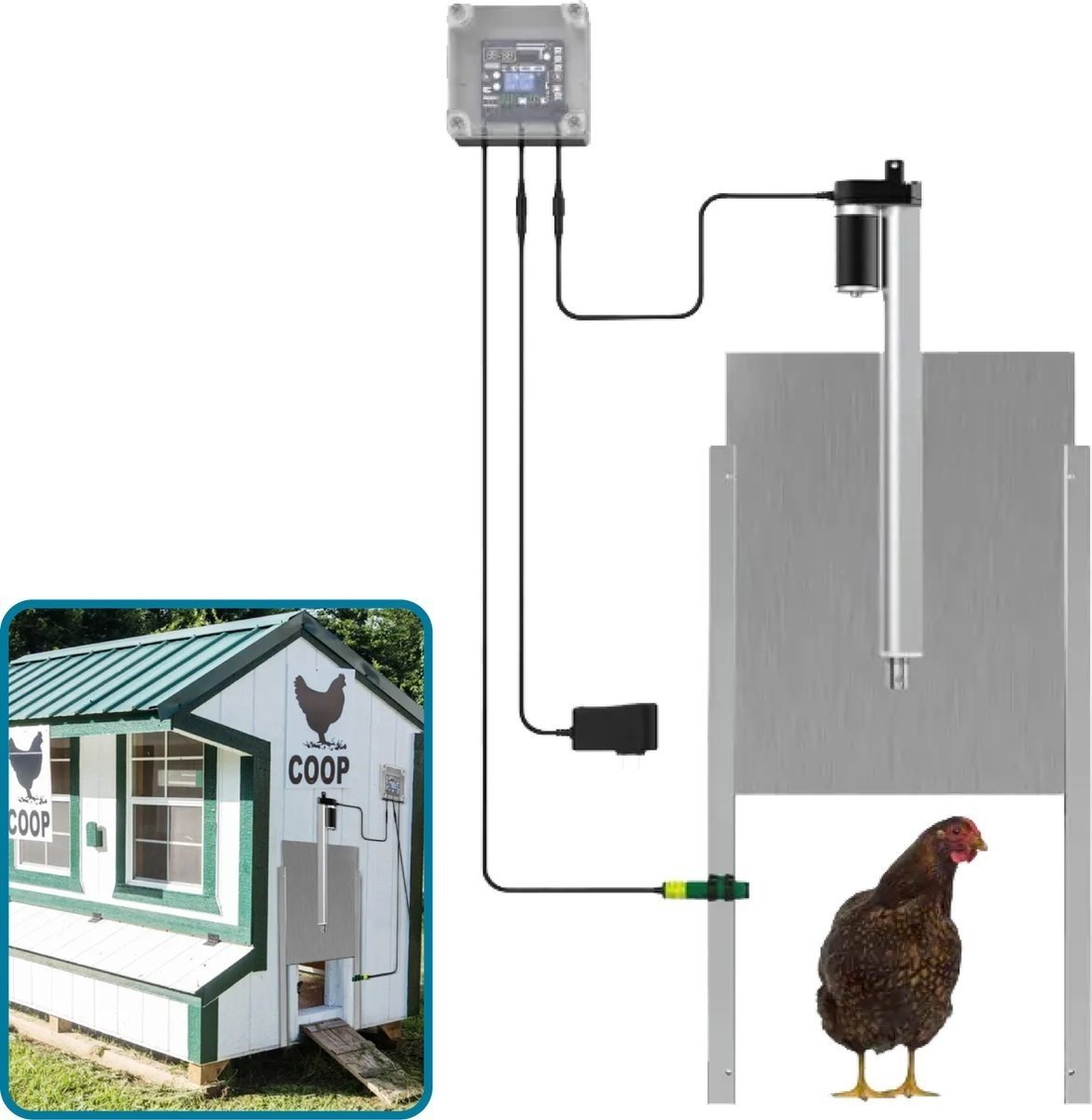 8719327731833 - Automatische Hühnertür - Mit Infrarotsensor - Automatische Hühnerklappe - Stallöffner für Hühner