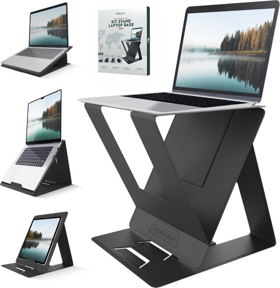 8719327781784 - X Stand - Faltbarer Laptop-Ständer - Sitzender Laptop-Ständer - Verstellbar in 5 Positionen - Tragbar - Premium PU-Leder - Schnell faltbarer Laptop- Tablet- & iPad-Halter - Tablet-Halter - Sitzender Schreibtisch - Laptop-Ständer