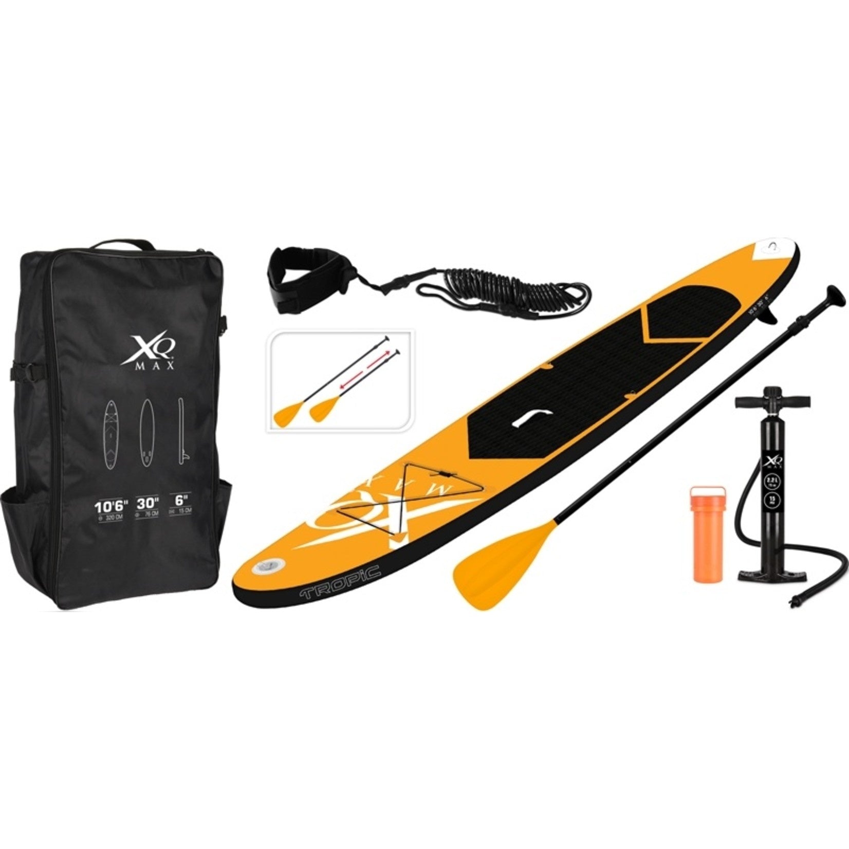 8719407050571 - - Aufblasbares Stand Up Paddle Board Orange & Schwarz 320 cm 150kg Tragkraft - Komplettset SUP Board & Zubehör