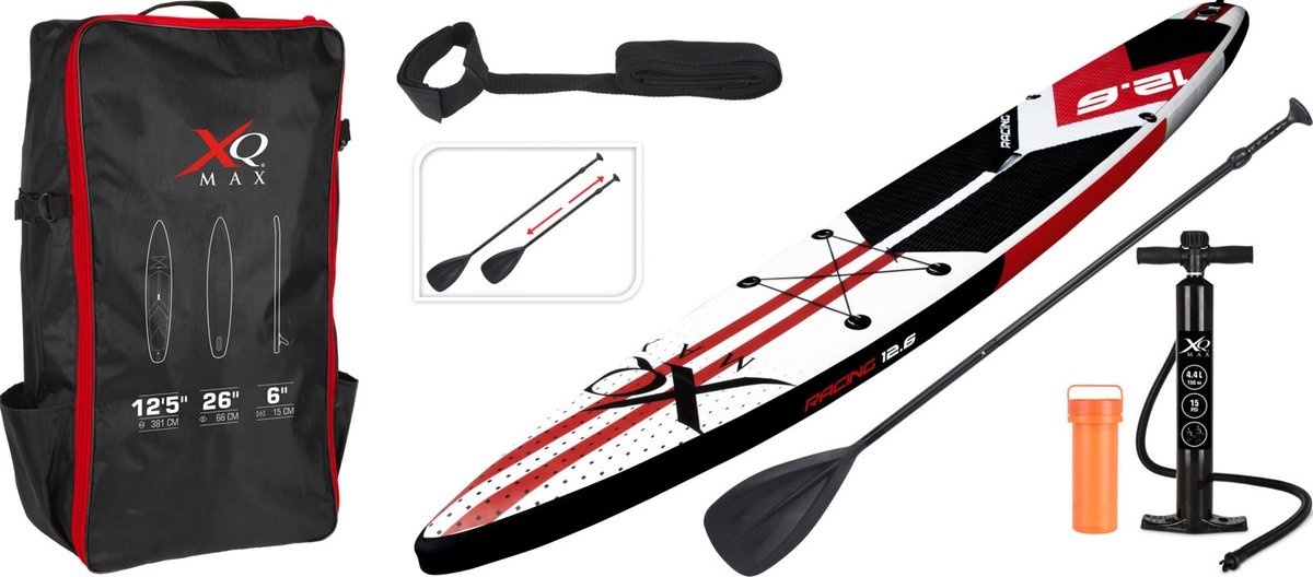 8719407050618 - XQ Max SUP Board 6er Set - Aufblasbar - 381cm - Weiß Rot Schwarz