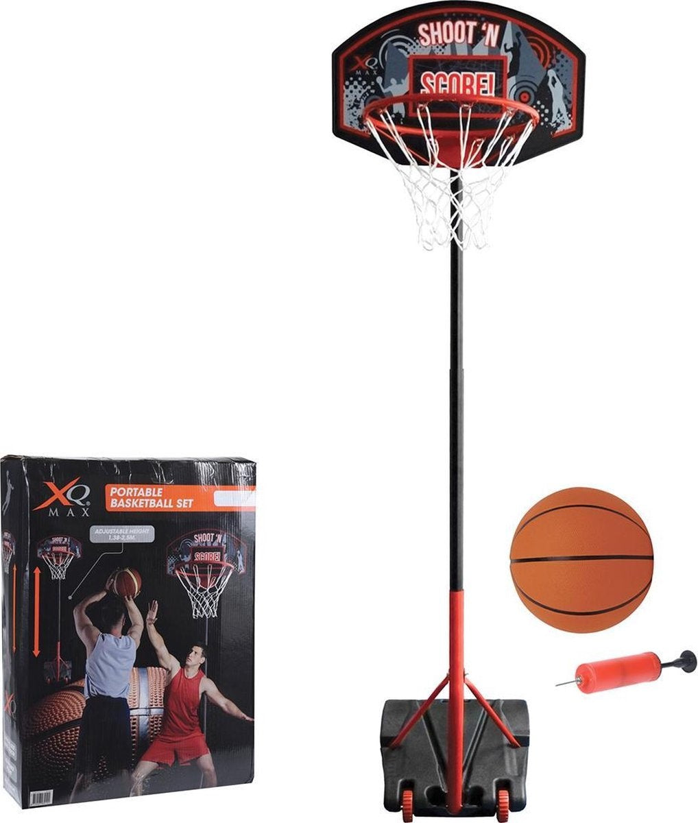 8719407066152 - Basketball Set - Basketballständer - Verstellbar von 138 m bis 25 m - Schwarz Orange - Xq Max