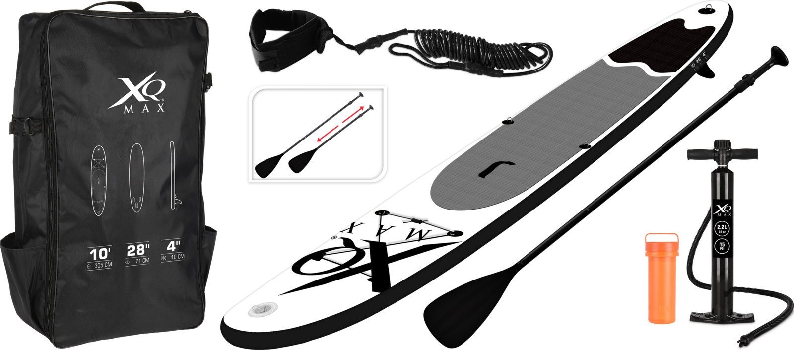 8719407069740 - XQ Max SUP Board 6-teiliges Set - 305cm - Grau  Weiß