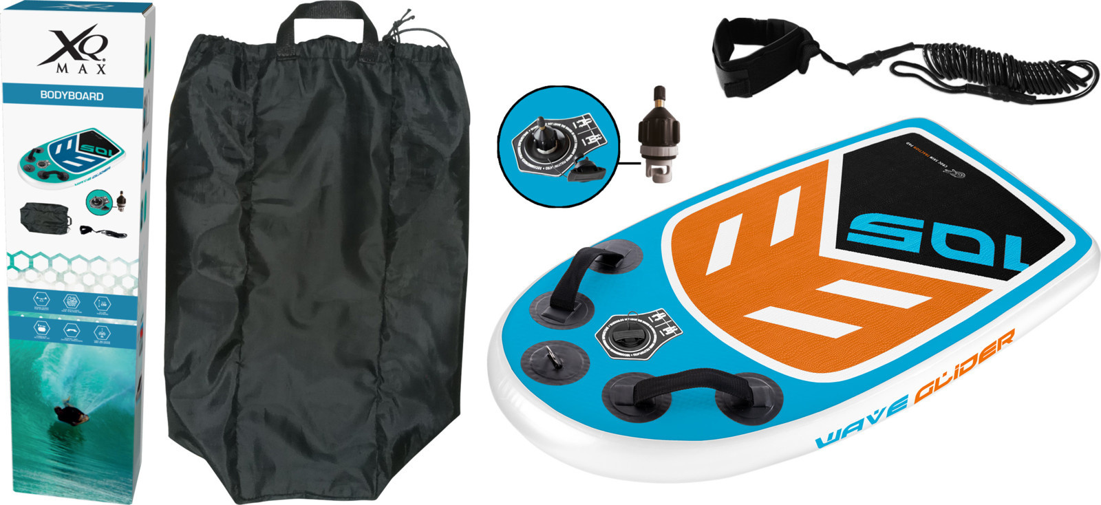 8719407096661 - XQ Max bodyboard - 105 x 60 x 10 cm - Orange   Weiß   Blau   Schwarz