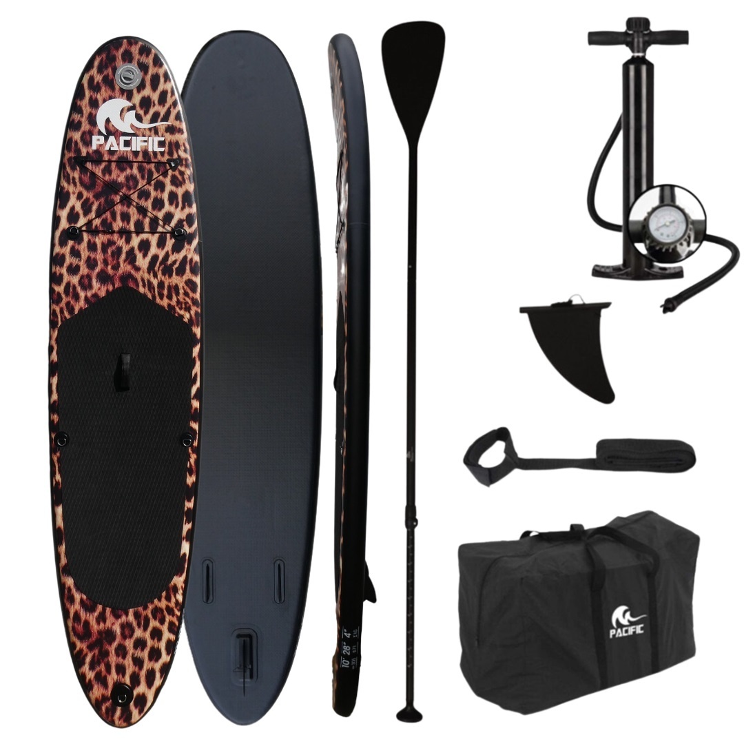 8719407100092 - Special Edition Sup Board - Pfifferlingsdruck schwarz - KOSTENLOSE wasserdichte Handytasche - Extra stabil - 305 cm - 7 Stück - bis zu 100 kg - aufblasbar