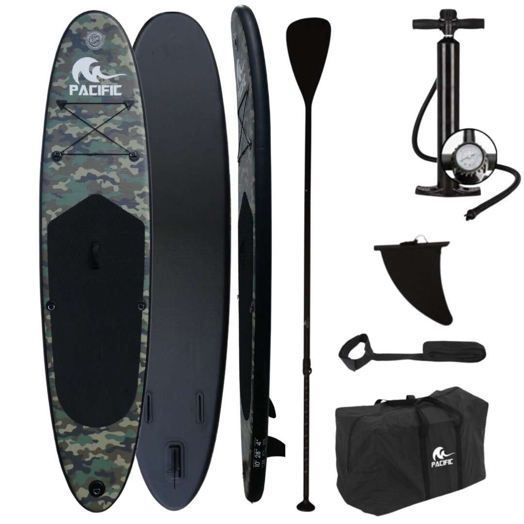 8719407100108 - SUP Board - Special Edition - Aufblasbares Paddle Board - Komplettset - Max 100KG - 305 x 71 x 10cm - Army Print Camouflage - mit GRATIS wasserdichter Handytasche