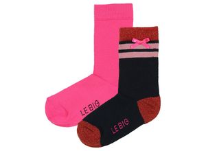 8719469095589 - - Socken TAMZIN 2er-Pack mit Glitzer in gestreift in dunkelblau pink Gr23-26