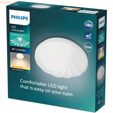 8719514443754 - Led Deckenleuchte Shore in Weiß 10W 1000lm - white - Philips