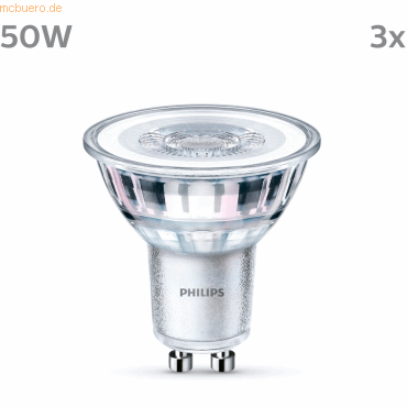 8719514451537 - Philips LED classic Lampe 50W GU10 Kaltweiß 390lm Silber 3er P 8719514451537 - Philips LED classic Lampe 50W GU10 Kaltweiß 390lm Silber 3er P