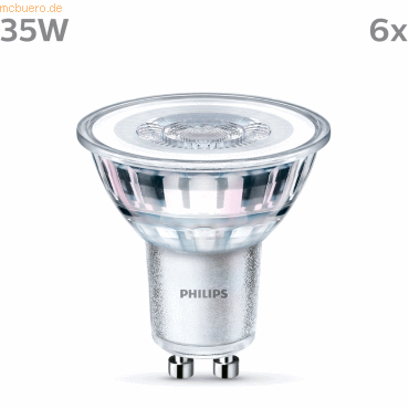 8719514451612 - Philips LED classic Lampe 35W GU10 Kaltweiß 275lm Silber 6er P