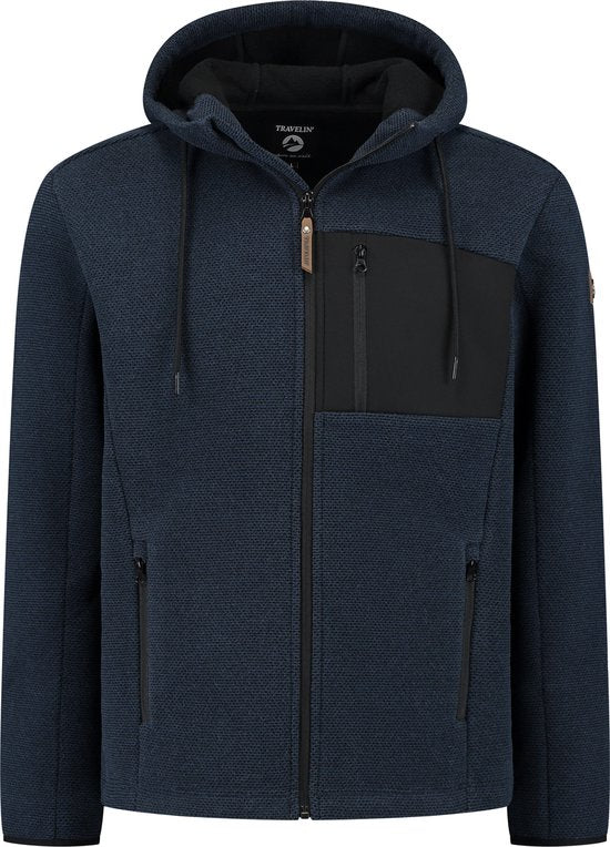 8719633139989 - Travelin Lasse - Outdoorjacke für Männer - Reißverschlusstaschen - Kapuzenjacke - navy blau - Größe L