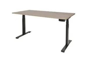 8719638459891 - Höhenverstellbar Sitz-Stehschreibtisch Rechteckig Kirsche Holz Schwarz T-Fuß 1600 x 800 x 645 mm