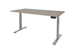 8719638459990 - Höhenverstellbar Sitz-Stehschreibtisch Eiche Holz Aluminium 1600 x 800 x 75 mm