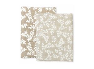 8719715001616 - Mulltuch LEAVES (60x60cm) 2er Pack in taupe