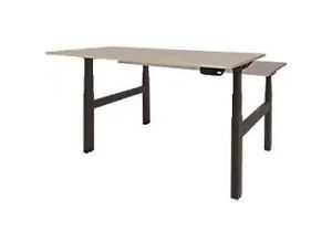 8719756000289 - Höhenverstellbar Sitz-Stehschreibtisch Rechteckig Eiche Holz Schwarz T-Fuß 1600 x 800 x 645 mm