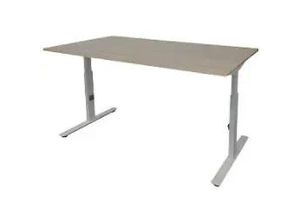 8719756006793 - Höhenverstellbar Sitz-Stehschreibtisch Rechteckig Eiche Holz Aluminium T-Fuß 1400 x 800 x 855 mm