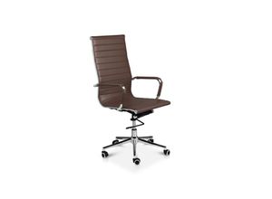 8719831799978 - LIFA LIVING Bürostuhl Brisbane - Dunkelbraun - Leder - Modern - Ergonomisch - Verstellbar - Belastbarkeit 150 kg