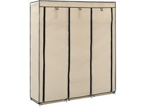 8719883564999 - Kleiderschrank，Aufbewahrungsschrank mit Fächern und Stangen Creme 150x45x175cm Stoff vidaXL