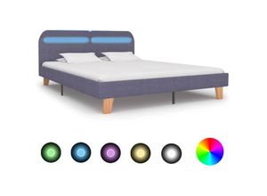 8719883582450 - BettgestellSchlafzimmerbett mit led Hellgrau Stoff 160x200 cm vidaXL