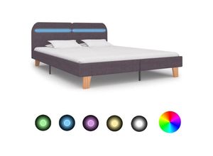 8719883582610 - BettgestellSchlafzimmerbett mit led Taupe Stoff 180x200 cm vidaXL