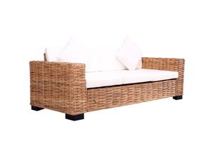 8719883592510 - Bonnevie - 3-Sitzer GartensofaLounge-Sofa Natürliches Rattan vidaXL