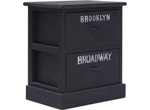 8719883668260 - Bonnevie - NachttischBeistelltisch Schwarz 38×28×45 cm Paulownia-Holz vidaXL