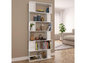 8719883672571 - Bonnevie - Bücherregal Raumteiler Hochglanz-Weiß 80x24x192 cm vidaXL34702