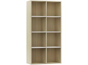 8719883673196 - Vidaxl - Bücherregal Sideboard Weiß Sonoma-Eiche 66×30×130 cm 8719883673196 - Vidaxl - Bücherregal Sideboard Weiß Sonoma-Eiche 66×30×130 cm