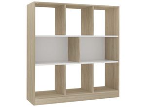 8719883673370 - Bücherregal，Standregal Weiß und Sonoma-Eiche 975x295x100cm Holzwerkstoff vidaXL