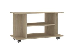 8719883673530 - TV-Schrank mit Rollen Sonoma-Eiche 80x40x45 cm Holzwerkstoff vidaXL - Braun