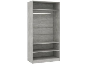 8719883673905 - Kleiderschrank Betongrau 100x50x200 cm Holzwerkstoff vidaXL - Grau